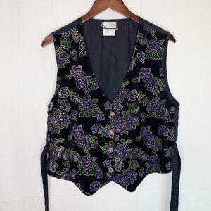 VINTAGE Carrol Reed  Adjustable Embellished Floral Vest